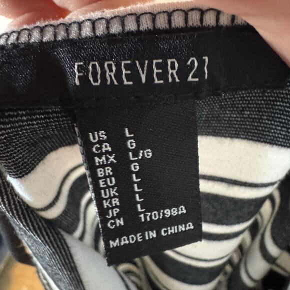 Forever 21 Striped Halter Bodycon DressMini Black/White Sz L - Picture 4 of 7